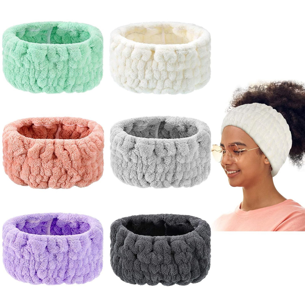 WILLBOND 6 Pack Spa Headbands for Women, 5 Inch Extra Wide Microfiber Makeup Hea