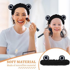 black Frog Eye Elastic Headband – Versatile for Spa, Skincare, Makeup, Face W…