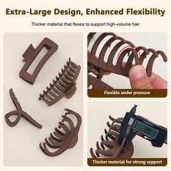 FLAREANN Extra Large 5 Inch Matte Claw Hair 1 Count (Pack of 4), Matte: Brown