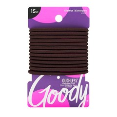 Goody 15PCS Ouchless Brown Elastic Hair Ties 4mm for Women & Men All Hair Types