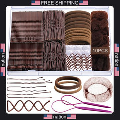 Teenitor Brown Bobby Pins Hair Pins Hair Net Kit, 11 Styles Bobby Pins for
