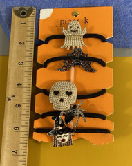 NEW 5 Piper K Halloween Bling Spider Skull Ghost Bat Witch Hair Ties Elastics
