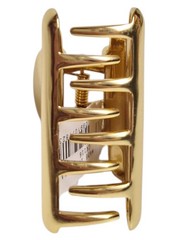 J.Crew Ridged Metallic Hair Claw Shiny Matte Gold One Size CK116 New with Tags
