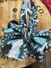 Baby’s Concho Western Fabric Head Band, Black Blue White, Stretch Hair Accessory