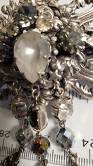 Kirks Folly Dangling Rhinestone Hair Barette Ornate Silvertone with Stars w/Card