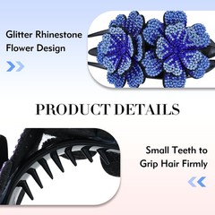 4 Pieces Fancy Sparkly Rhinestone Double Flower Hair Clips Barrettes with