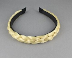 Lt Blonde braid faux hair headband braided plaits 3/4″ wide band accessory