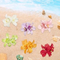 6 Colors Artificial Flower Hair Clips, Bohemian Flower Hairpin Hawaiian Hairpin