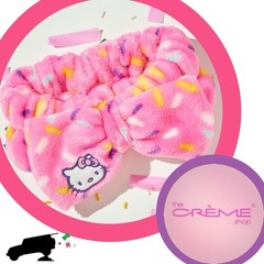 New Creme Shop Hello Kitty Celebrate Plush Spa Headband Hot Pink Sprinkle Design
