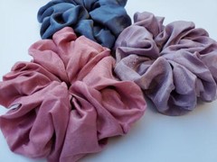 Maya Antonia Luxury Large Oversized Denim-Blue Organza Giant Hair Scrunchie