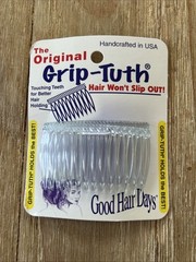 the Original Grip-Tuth Hair Combs Set of 2 Clear Crystal #414 – 2 3/4″ Vintage