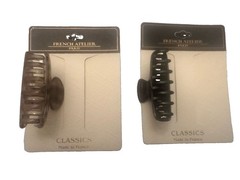 Lot Of 2 French Atelier Hair Claw Clips Made In France Classics NIB Tortoise Bla