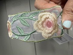 Stella embroidered sheer 2” wide headband hair accessory ivory feminine floral