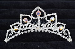 Vintage silver Tone Flower Rhinestone clear Hair Clip Barrette clip hairband