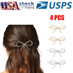 Women’s Hairpins 4pcs Metal Bow Clips – Chic Minimalist Barrettes Accessories