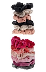12 PCS Faux Leather & Velvet Hair Tie Scrunchies Bundle Multiple Colors Set