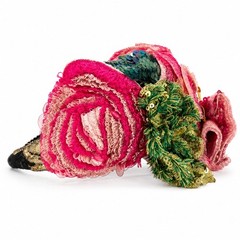 DOLCE & GABBANA Rose Floral Sequin Hairband Tiara Hat Pink Blue