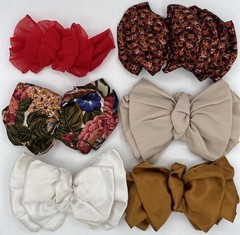 Vintage 90s Bow Hair Spring Clip Barrettes Lot of 6 Floral Satin Multi Chiffon
