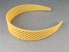 Yellow basketweave plastic head band hair accessory grip teeth 1.25″ wide woven