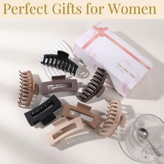 LuSeren Hair Clips for Women 4.3 Inch Large 8 Count (Pack of 1), Neutral