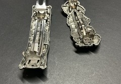 Oberon Design Metal Hair Clip Barrette Set Of 2 France Leaf Art Pewter Gray