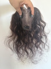 3″x4″ Invisible Thin Lace Front Wavy 100% Real Human Hair Topper Clip in 25cm