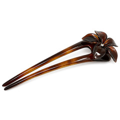 Parcelona French Belle Flower Shell Chignon Cellulose Hair U Stick Pin