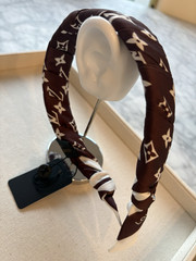 Louis Vuitton Women’s Brown/White Monogram Logo Handmade Silk Headband