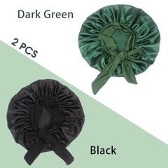 2 Pack Silk Satin Hair Bonnet With Stretch Tie Band Bonnets Curly Hair Sleeping