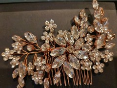 1 PC Catery Crystal Bride Wedding Formal Hair Comb Rhinestone Flower Rose Gold