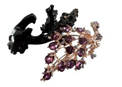Crystal Metal HairStick /HairClipper w Peacock (2 Options Pink or Blue)