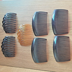 set pack 7 all Black plastic 3″& 2.5″long hair accessory side comb french twist