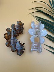 2 PCS Hair Claw Flower Clip Large Thick Hair Non Slip Strong Hold White