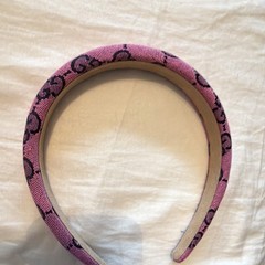 Women’s Pink & Black Padded Fabric Headband with Logo Print, Casual Wear