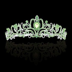 Didder Silver Tiaras and Crowns for Women – Elegant Green Crystal Princess Cr…