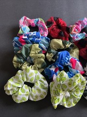 12pc Lot Hair Scrunchies Tween Floral Red Blue Pink Multicolor, Brand New