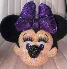 Vintage Disney Minnie Mouse Purple Sequin Bow Decorative hat for Women Teens