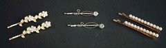 Vintage Hair Pin Lot Rhinestone & Faux Pearl Accents Set Of (3)