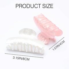 Fashey Acrylic Claw Clip Pink Hair Clips Cute 1 Count (Pack of 2), Pink+White