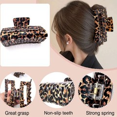 Leopard Print Hair Claws for Women – Non-Slip 1 Count (Pack of 1), dark brown