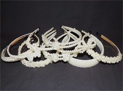 Ladies Girls Bridal Wedding Flower Girl White/Off-White Faux Pearl Headbands