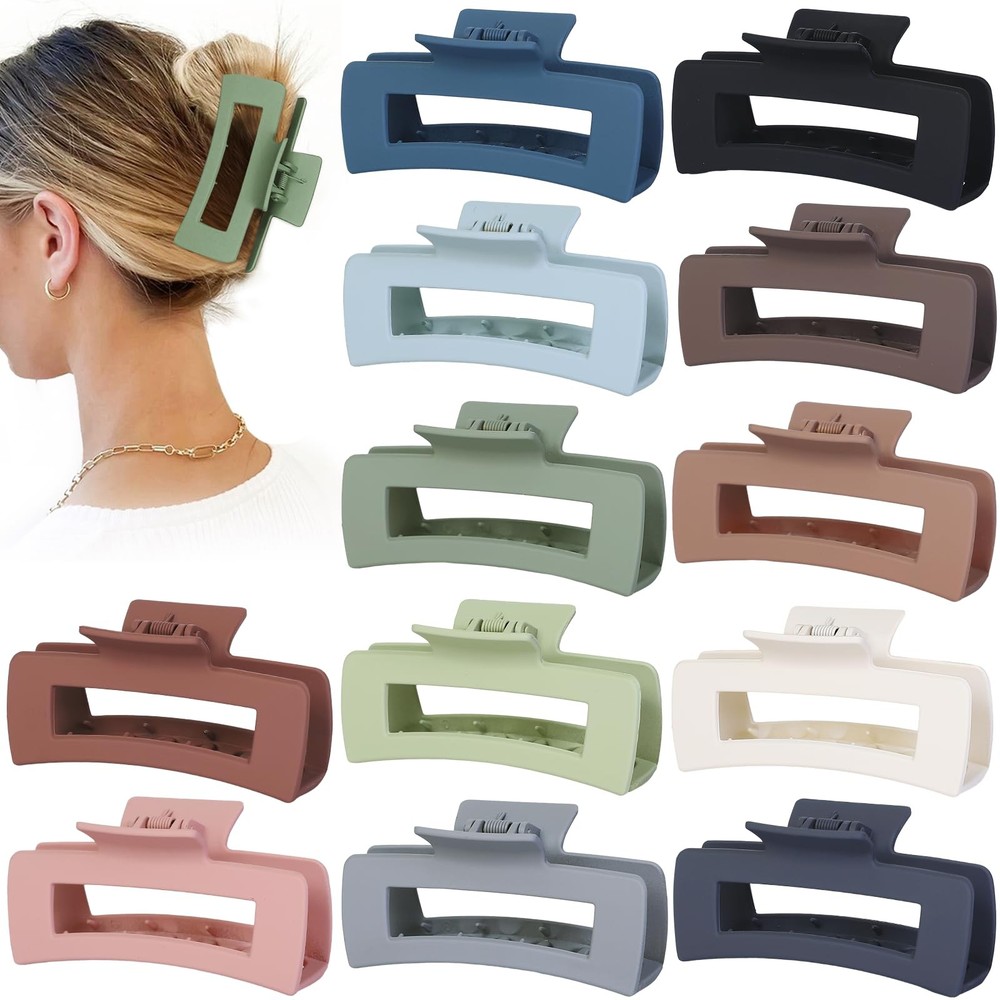 Sisiaipu Hair Clip – Claw, 4.1 Inch Extra 1 Count (Pack of 12), Multicolor