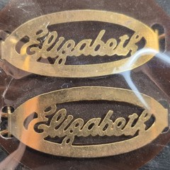 Vintage Goldtone Oval Shaped Womens Name “Elizabeth” Hair Clips Barretts