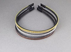 Gold Silver Brown glitter sparkly thin skinny 3/16″ wide set 3 headband teeth