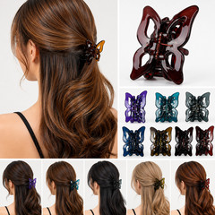 6 Pieces Korean Clear Butterfly Hair Claw Jaw Clip Clamp Comb Scallop Lots 2.5″
