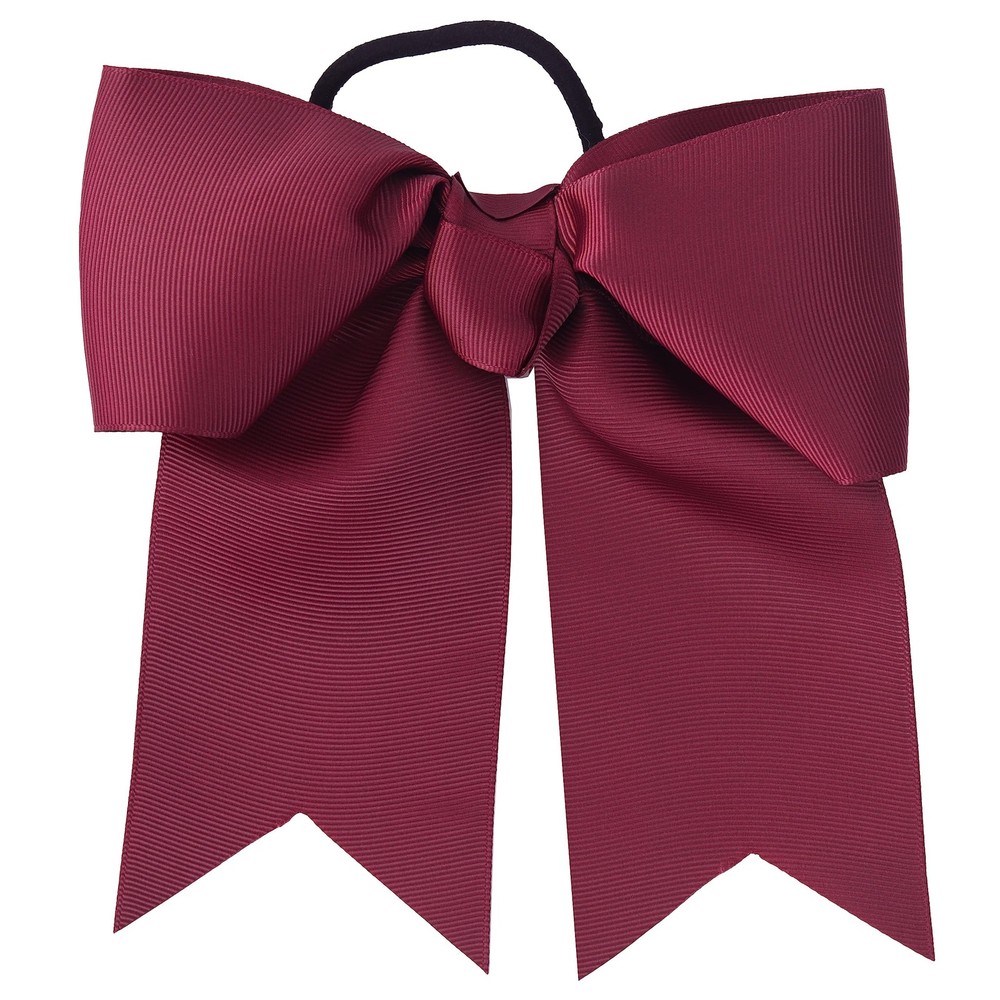 Burgundy Jumbo Bow Pony with Tails