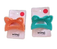 Scunci Brand Conair Hair Accessories Teal & Orange Cat Ears 3″ Claw Clip New