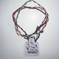 riotie Tangle-Free Braided Fabric Loop Hair Ties, Black/Gray/Orange/Red RT1008