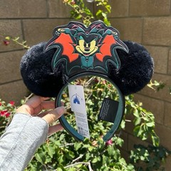 Disney Ghost vampire bat Mickey Mouse Ears Headband glow in dark Halloween