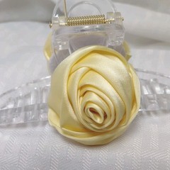 Set of Yellow Rose Flower Hair Clips Barrette Women’s Plastic Fabric